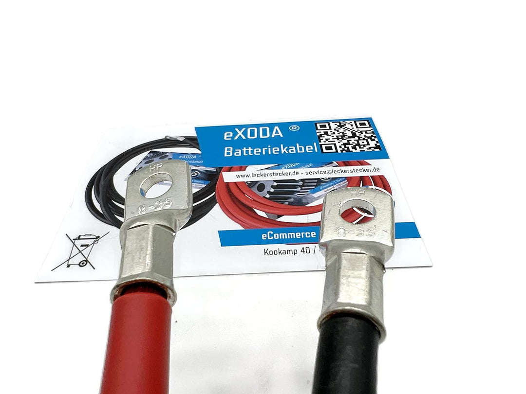 Exoda 50mm² Batteriekabelset 50cm M8 Kabelschuhe rot schwarz bis 8064 Watt 672A 12V flexibel aus 99.