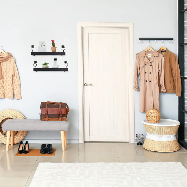 Relaxdays Wandregal, 2er Set, HxBxT: 13 x 48 x 12 cm, Wandablage Flur, hängend, Regalbrett Deko, MDF