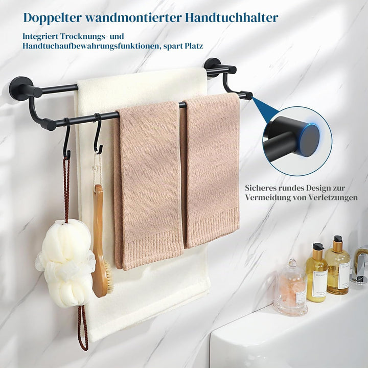Doppelte Handtuchhalter, Handtuchstange aus Edelstahl 304, Wandmontierter Gästehandtuchhalter, Geeig