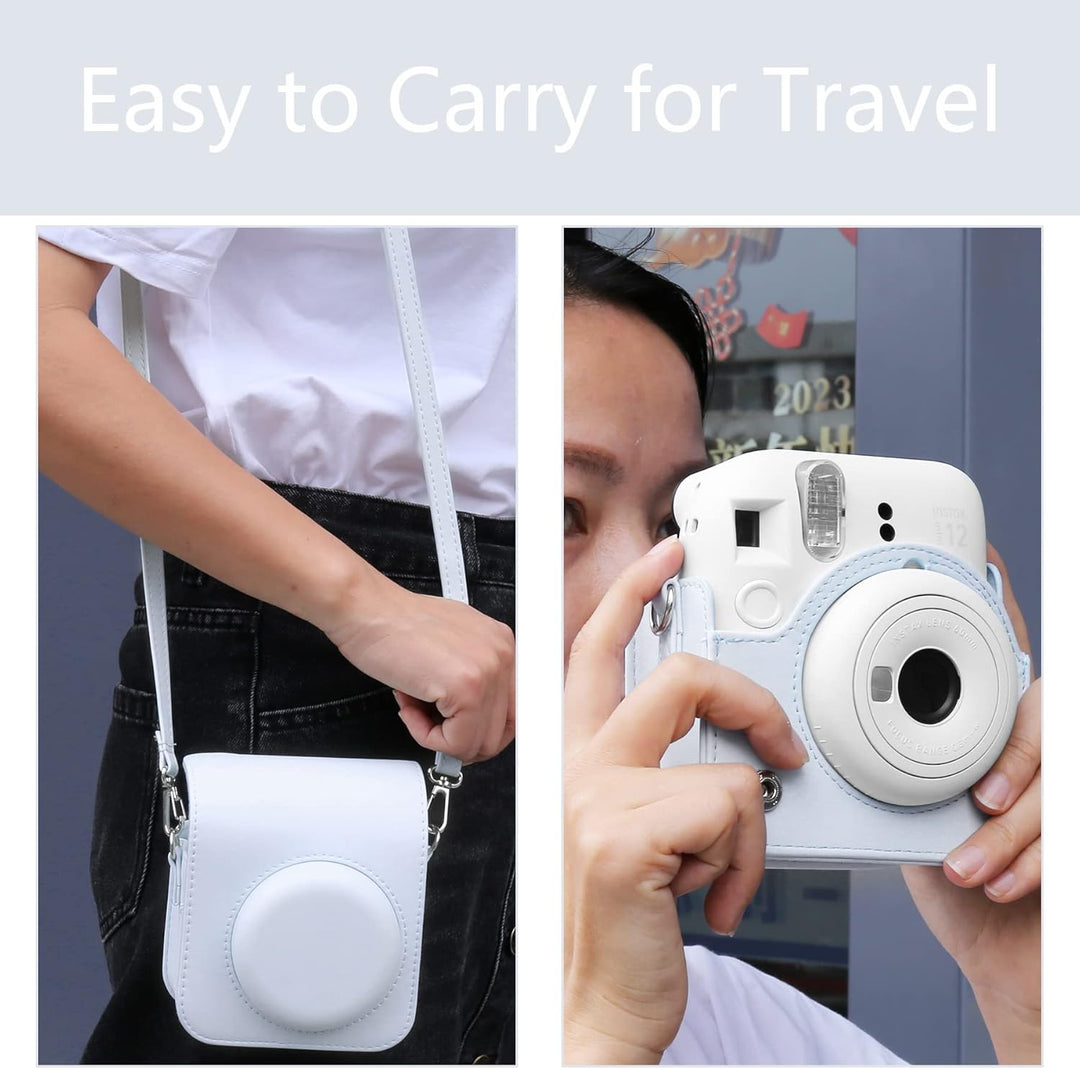 Aenllosi PU Leder Tasche Schutzhülle für Fujifilm Instax Mini 12/Mini 11 Sofortbildkamera Reisetasch