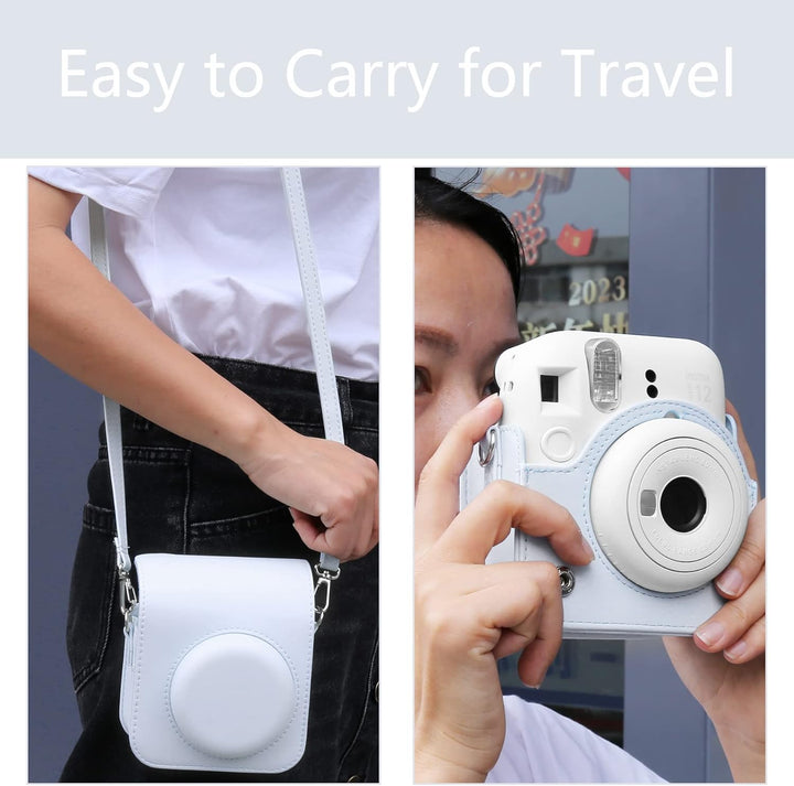 Aenllosi PU Leder Tasche Schutzhülle für Fujifilm Instax Mini 12/Mini 11 Sofortbildkamera Reisetasch
