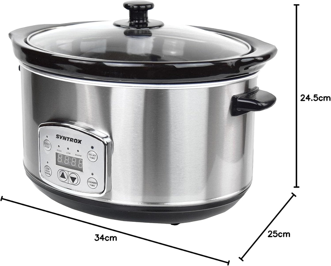 Syntrox Germany Schongarer mit 4,5L Slow Cooker mit 3 Heizstufen und Warmhaltefunktion und 200