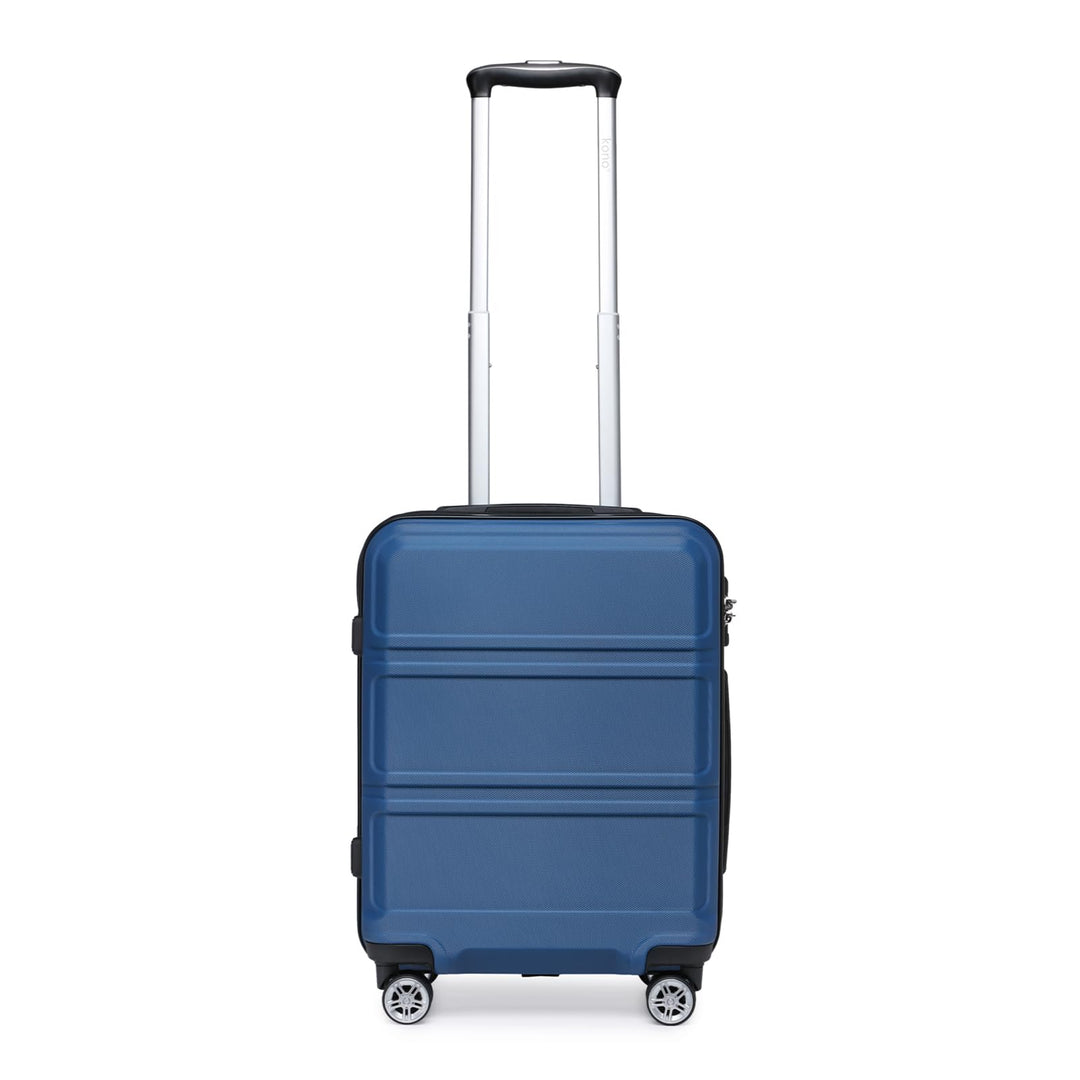 Kono ABS Kabinenkoffer, Hartschale, leicht, 55 cm, Handgepäck, mit Schloss TSA, 38 l Dunkelblau, Dun