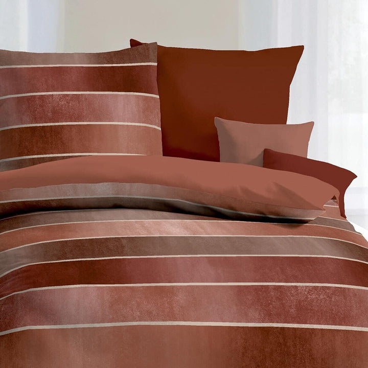 Kaeppel Mako-Satin Bettwäsche Timeless Terra, 1 Bettbezug 155 x 220 cm + 1 Kissenbezug 80 x 80 cm Te