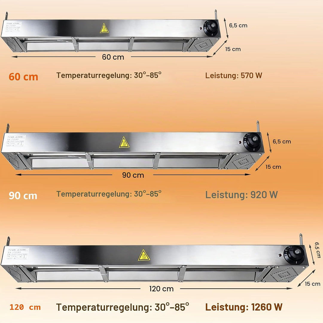 Wärmebrücke Küche Gastro, Edelstahl Hängende Speisenwärmer Lampe Einstellbare Temperatur, Kommerziel