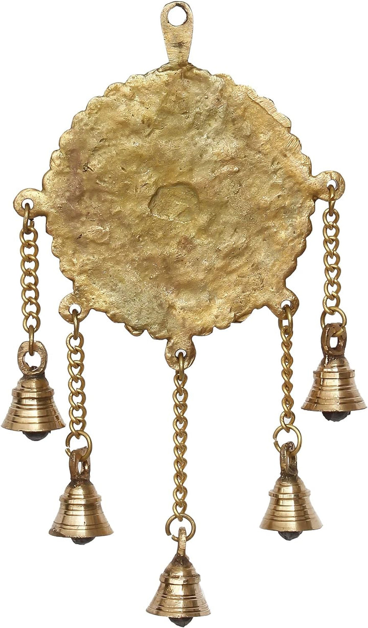 eCraftIndia Lord Ganesha BGG519 Wandschmuck aus Messing, mit 5 Glocken, goldfarben