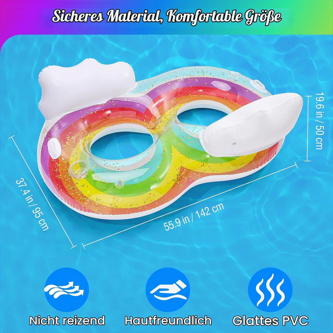 MoKo Pool Luftmatratze Erwachsene, Gross Schwimmbett mit EIS Bar, Solarium Pool Loungesessel Aufblas