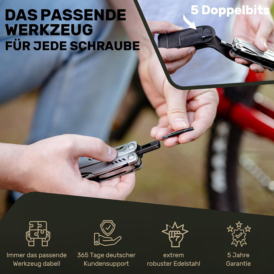 TREKLINE Premium Multitool Werkzeug [rostfreier Edelstahl] Survival Multifunktionsmesser perfektes C