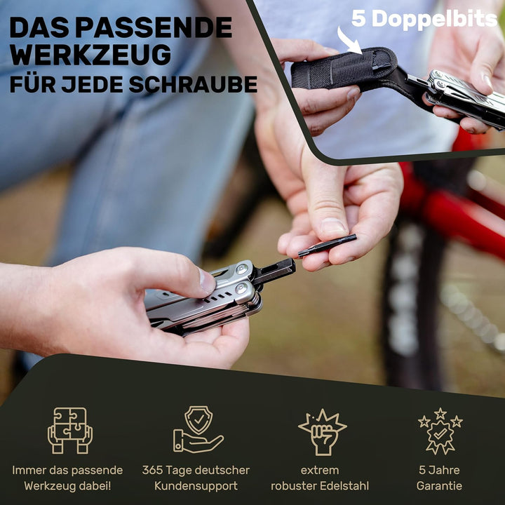 TREKLINE Premium Multitool Werkzeug [rostfreier Edelstahl] Survival Multifunktionsmesser perfektes C