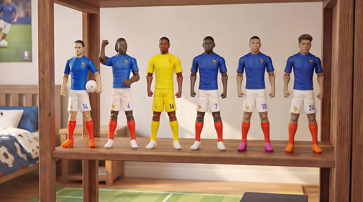 Megableu - FFF-Figur Killian Mbappé Nr. 10 – 20 cm – grosse Fussballfigur realistisch & beweglich mi