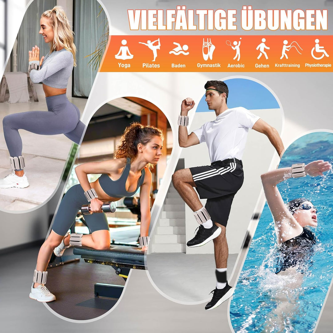 BECOJADDE Gewichtsmanschetten fuss 0.45 KG / 0.9 KG Je Gewichte für Beine und Arme Set 2 Ankle Weigh