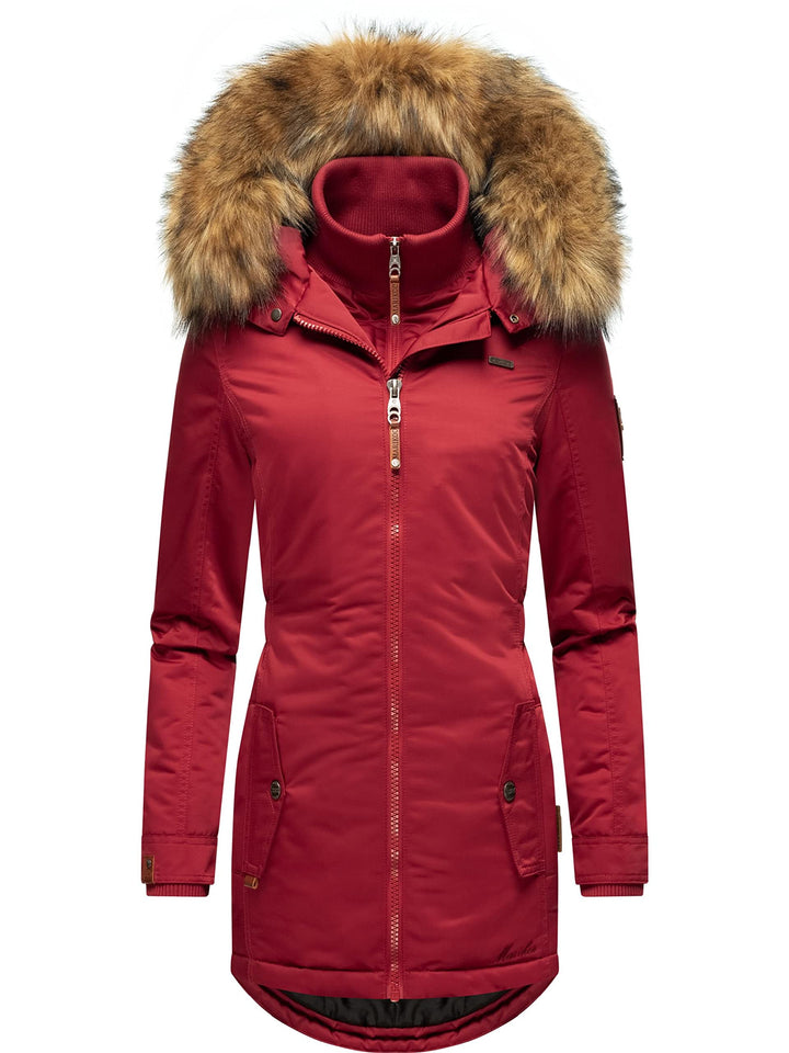 MARIKOO Damen Warmer Winterparka mit Kapuze Sanakoo XS-XXL S Blood Red, S Blood Red