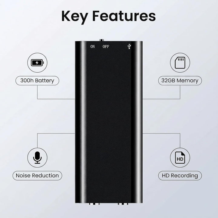 Diktiergerät Mini, 16GB Audiorekorder mit Rauschunterdrückung, Aufnahmegerät mit Löschfunktion, Mini