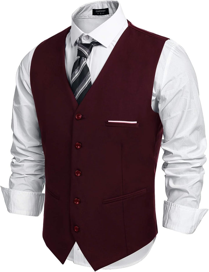 COOFANDY Herren Anzugweste Anzug V-Ausschnitt Formale Hochzeit Klassische Slim fit Elegant Westen Bu
