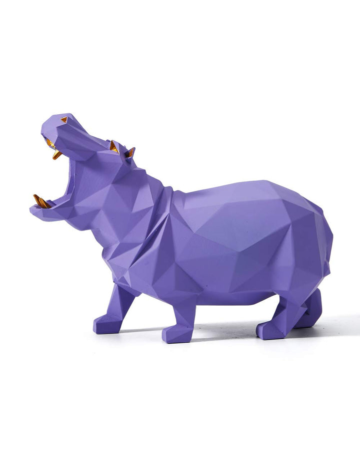 Amoy-Art Nilpferd Skulptur Arts Modern Dekor Statue Wohnzimmer Kunst Polyresin Violett Geschenk 18cm