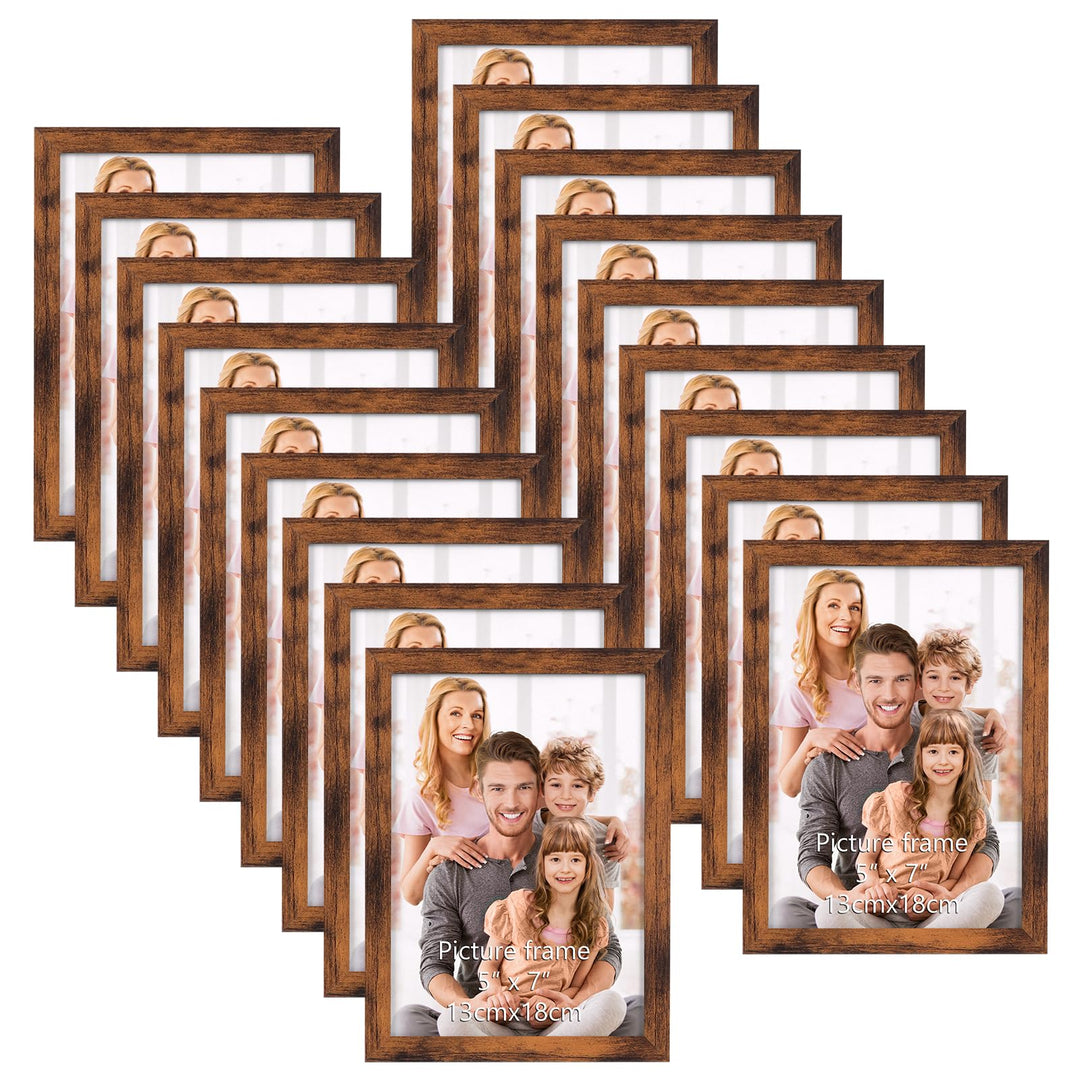 Hoikwo 18 Stück Bilderrahmen 13x18 cm, Braun Fotorahmen Collage Set für Wohnzimmer Schlafzimmer Kind