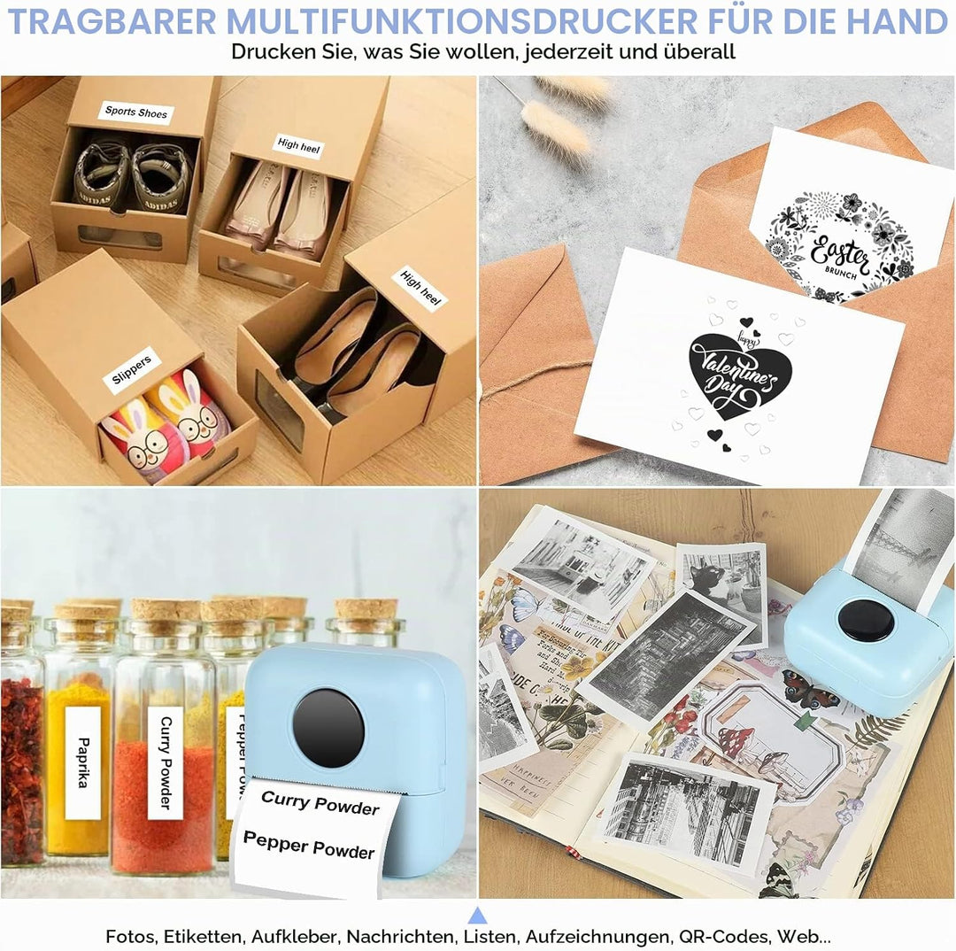 GuKKK Mini Drucker, Mobiler Fotodrucker, Tragbarer , Wireless Thermodrucker, Smartphone Bluetooth ,