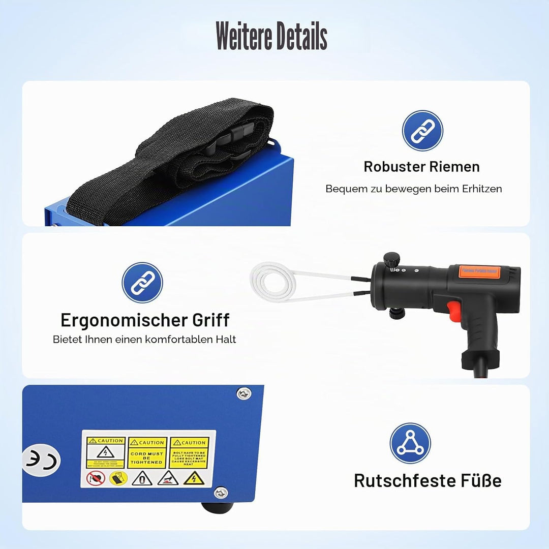 1500W Magnetischer Induktionsheizgerät KFZ, 1000℃ Flameless Induction Heater mit 4 Spulen, Tragbarer