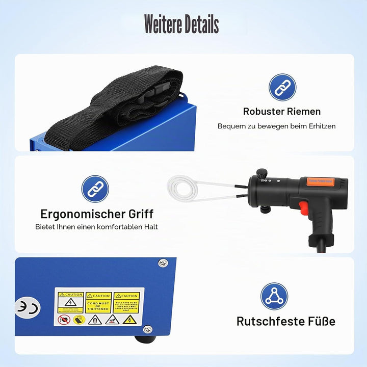 1500W Magnetischer Induktionsheizgerät KFZ, 1000℃ Flameless Induction Heater mit 4 Spulen, Tragbarer