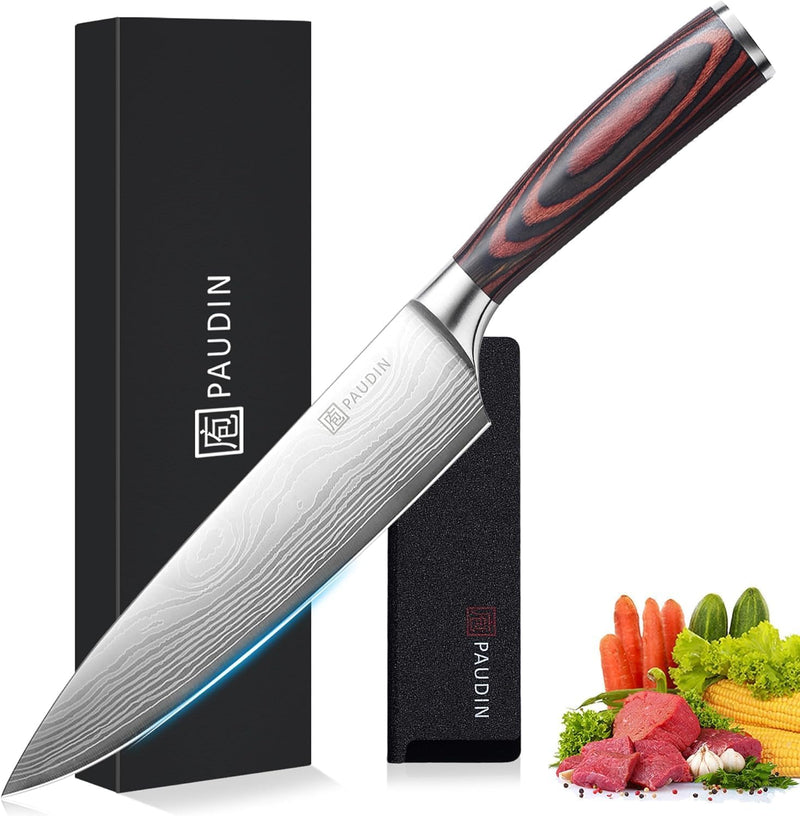 PAUDIN Kochmesser, Klingenlänge 20cm Profi Küchenmesser Messer Chefmesser Allzweckmesser aus hochwer