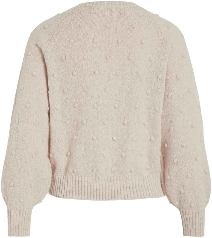 Vila Damen Vituli L/S O-Neck Knit Top/Su/Pb Strickpullover L Beige, L Beige
