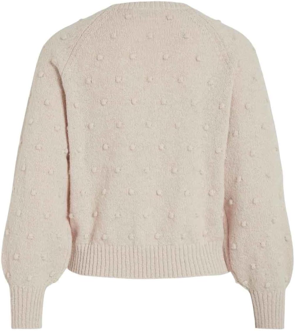 Vila Damen Vituli L/S O-Neck Knit Top/Su/Pb Strickpullover L Beige, L Beige