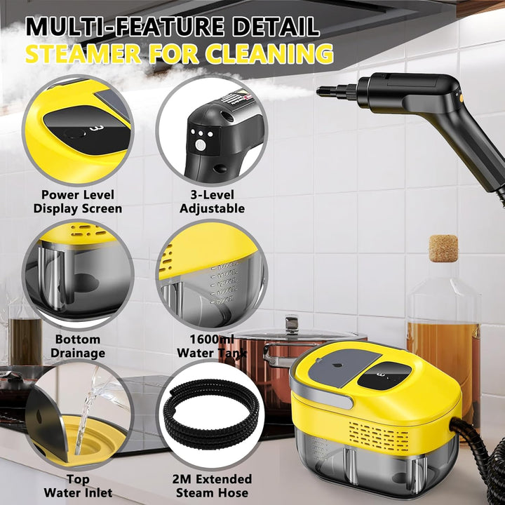 2026 neu 3-stufig einstellbarer dampfreiniger handgerät, 10 Sekunden Aufheizzeit und 1600 ml grosser