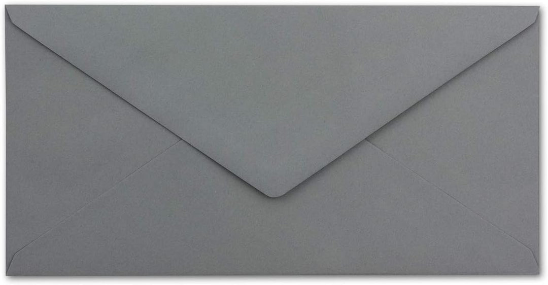 100 Brief-Umschläge DIN Lang - Graphit/Dunkel-Grau mit Gold-Metallic Innen-Futter - 110 x 220 mm - N