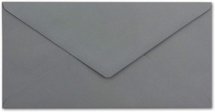 100 Brief-Umschläge DIN Lang - Graphit/Dunkel-Grau mit Gold-Metallic Innen-Futter - 110 x 220 mm - N