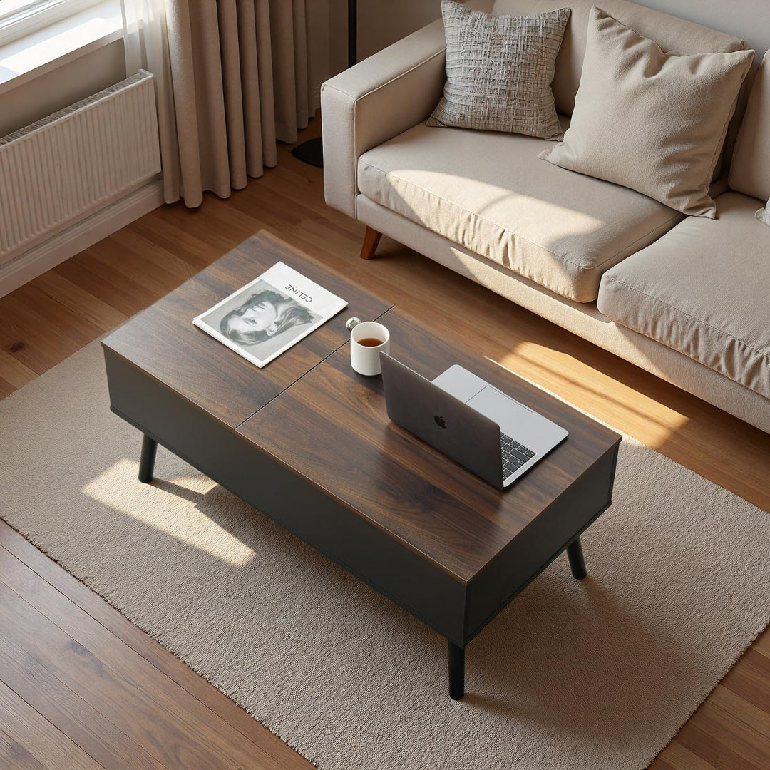 JanflyHome Höhenverstellbarer Couchtisch, Couchtisch mit Höhenverstellbarer Platte Lift Top, 2 Verst