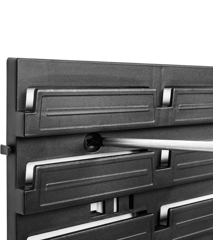 Lagersystem Werkstattregal | 117 x 78 cm | 40 stck. Box | Wandregal mit Stapelboxen - Wandplatten Ex