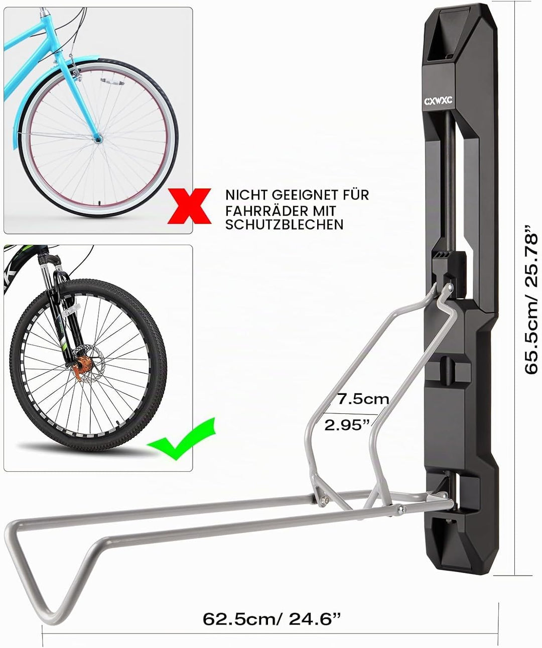 CXWXC Fahrrad Wandhalterung, Schwenkbare Fahrrad Aufhängen Wand für Garage