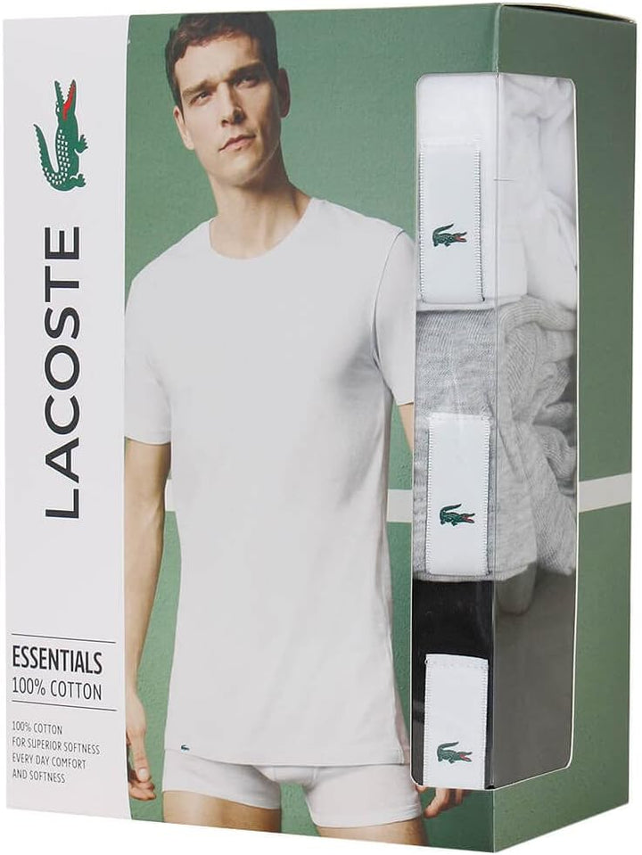 Lacoste Herren T-Shirt Rundhals TH3321, Männer Basic Tshirt,Tee,Regular Fit XL Blanc - Gris Clair -
