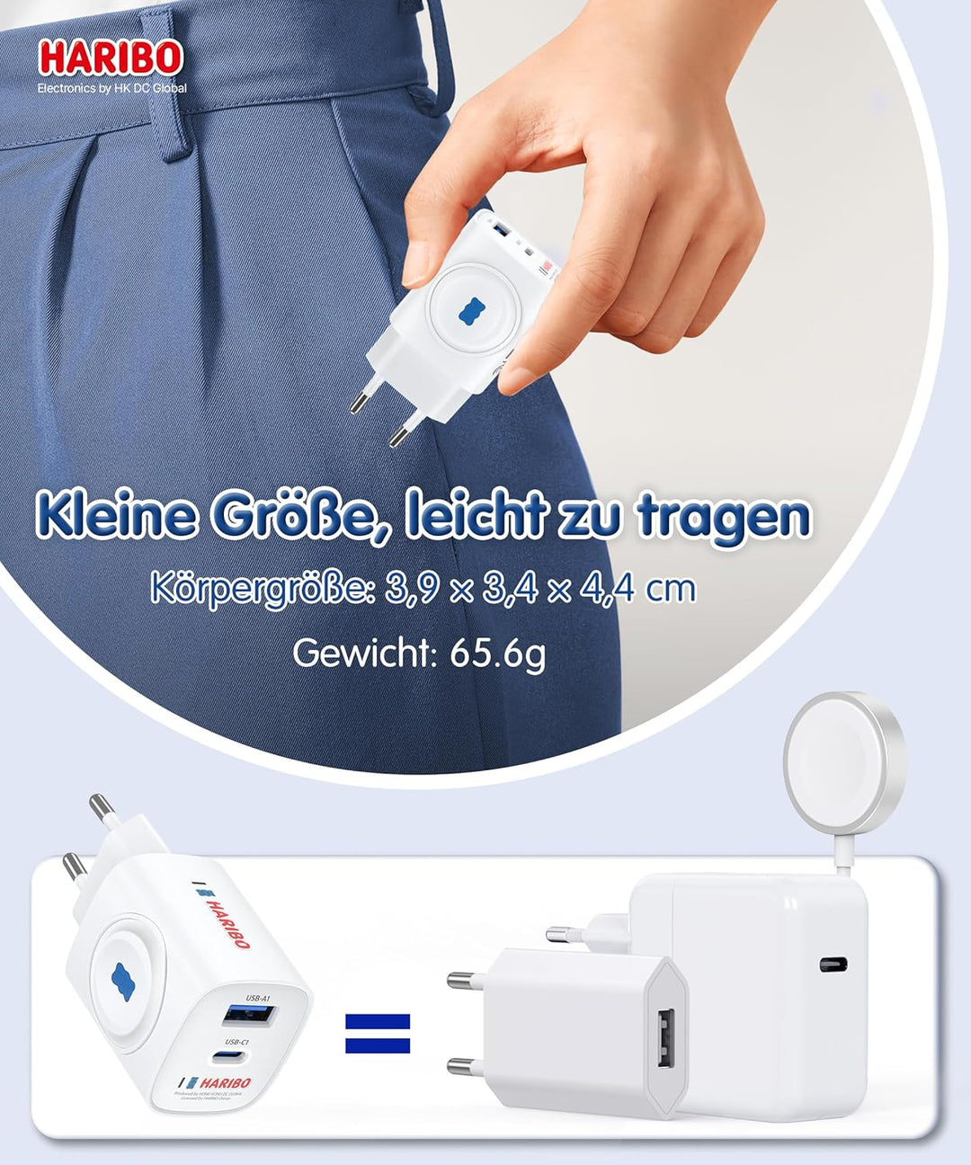 HARIBO Ladegerät für Apple Watch, 3-in-1 20W USB C iPhone Ladegerät PD 3,0 Schnellladegerät für Appl