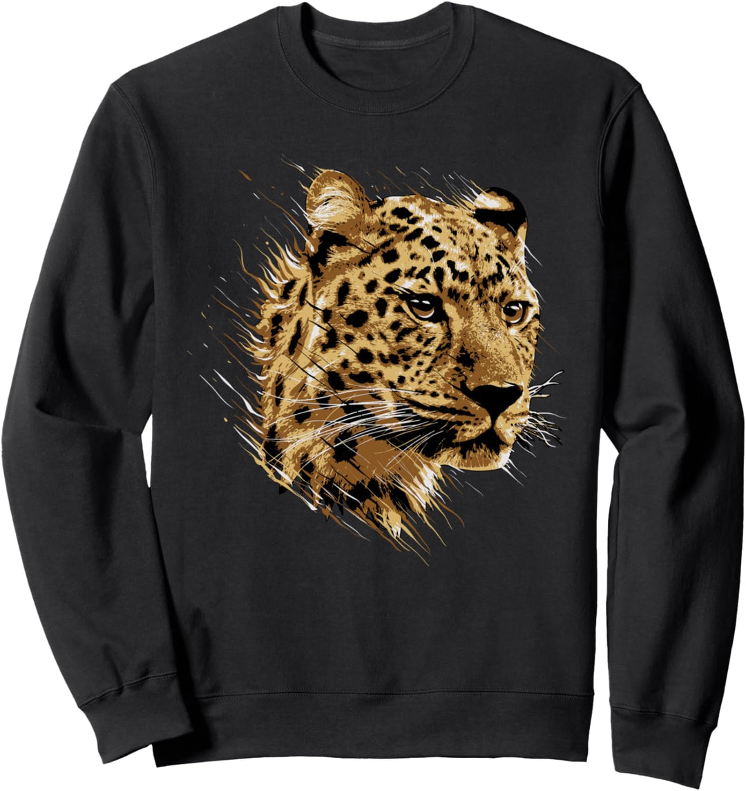 Leopardenkopf Design Leopard Raubkatze Sweatshirt