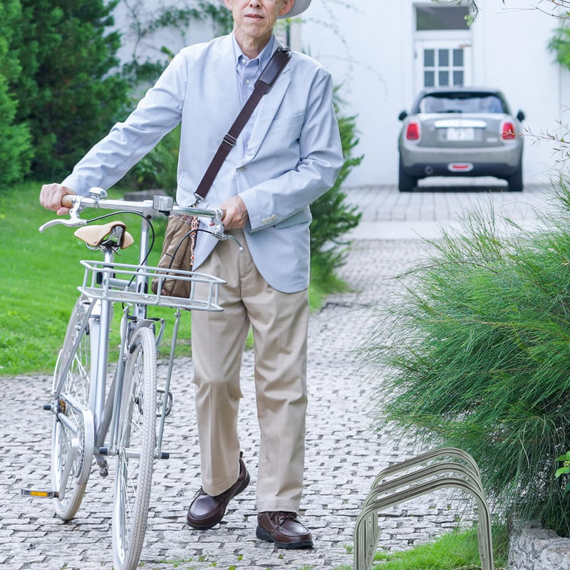 Relaxdays Fahrradständer Boden, für 3 Fahrräder, bis 50 mm Reifenbreite, Metall, Garage, Fahrrad-Auf