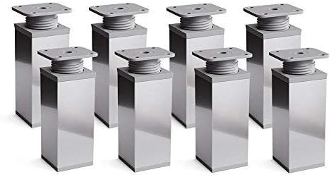 sossai® Design-Möbelfüsse MFV1 | höhenverstellbar | 8er Set | Vierkant-Profil: 40 x 40 mm | Farbe: C