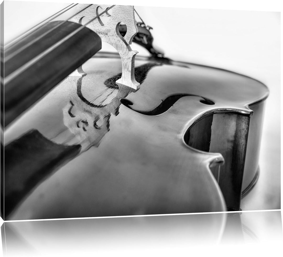 Monocrome, Cello, Format: 100x70 auf Leinwand, XXL riesige Bilder fertig gerahmt mit Keilrahmen, Kun