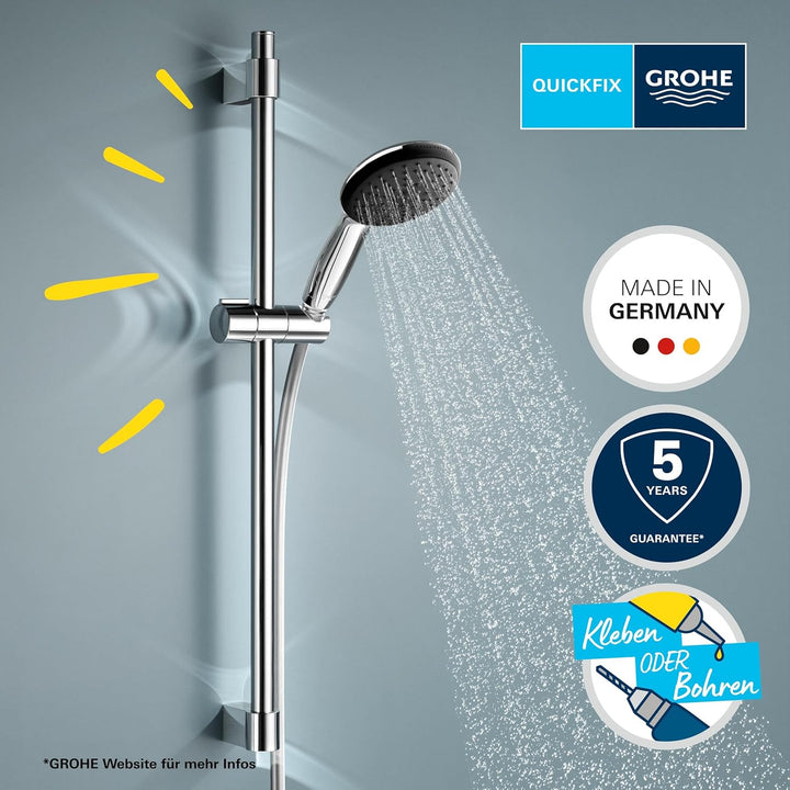 GROHE Vitalio 110, Duschset wassersparend, 8l pro Min (Brausestangenset mit: Duschkopf 3 Strahlarten
