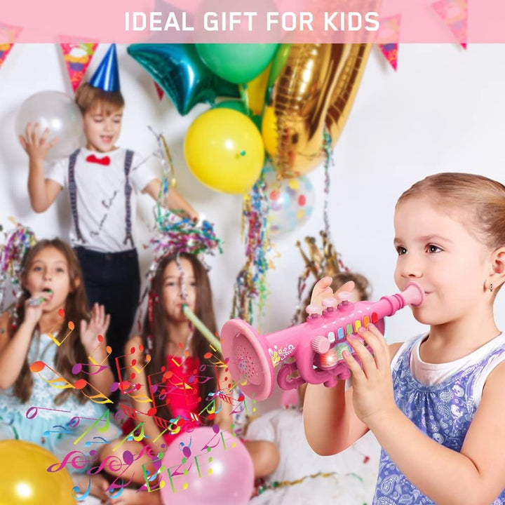 CestMall Trompete Spielzeug, Trompetenhorn mit Musik Tragbares Kindertrompete Spielzeug Kunststoff-T