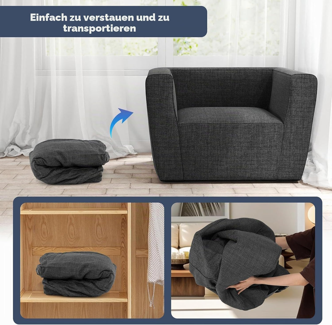 COSTWAY Aufblasbares Sofa, tragbares Luftsofa mit abnehmbarem Bezug, breite Armlehnen &amp; grosszügiger