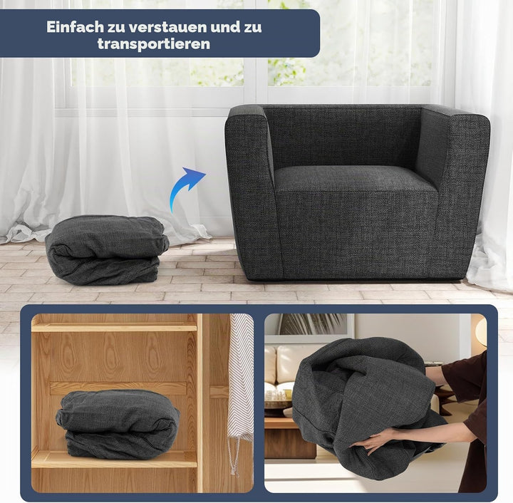 COSTWAY Aufblasbares Sofa, tragbares Luftsofa mit abnehmbarem Bezug, breite Armlehnen &amp; grosszügiger