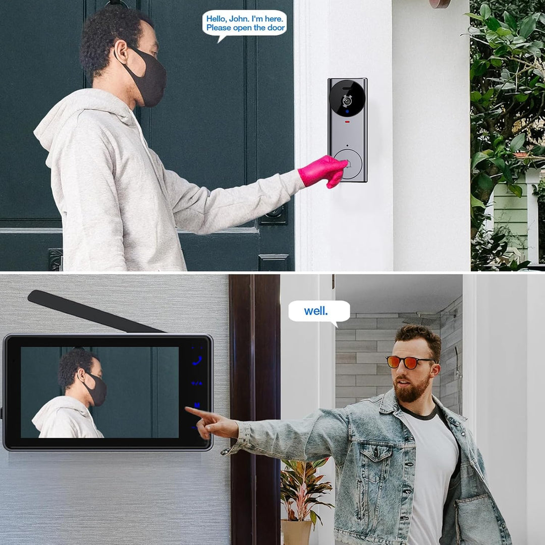 Kabellose Türklingel mit Kamera – 4,3" Monitor Videotürklingel, 2,4G Funk, Nachtsicht Funkklingel, G