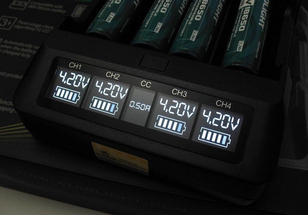 Xtar VP4 IMR Lithium Battery Charger EU Plug, Schwarz