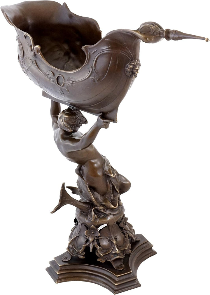 Kunst & Ambiente - Wassermann mit Bronzeschale - Jugendstil Tafelaufsatz in Bronze - Skulpturen kauf
