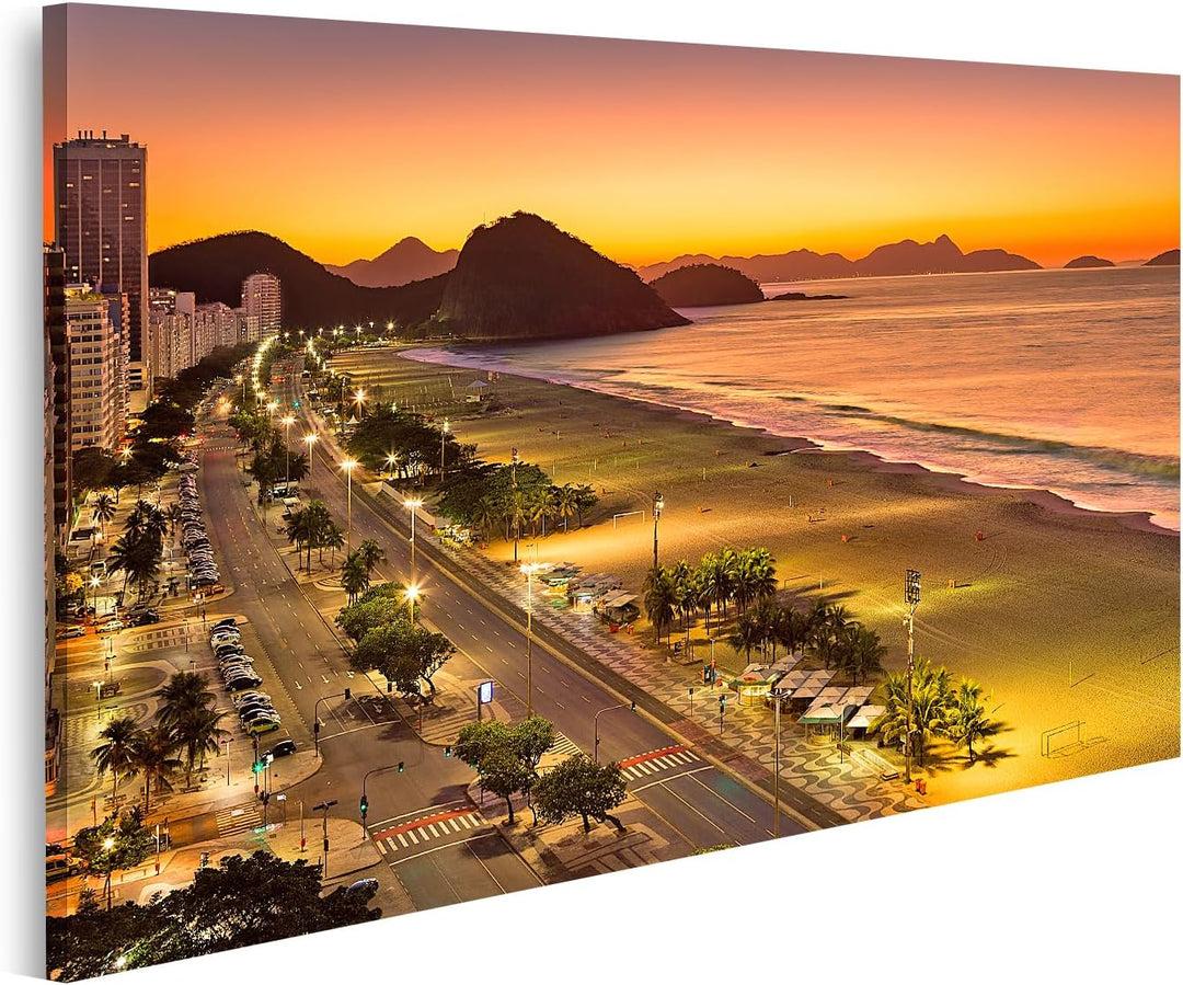 islandburner Bild auf Leinwand Copacabana Strand Morgendämmerung Rio De Janeiro Brasilien Bilder Wan