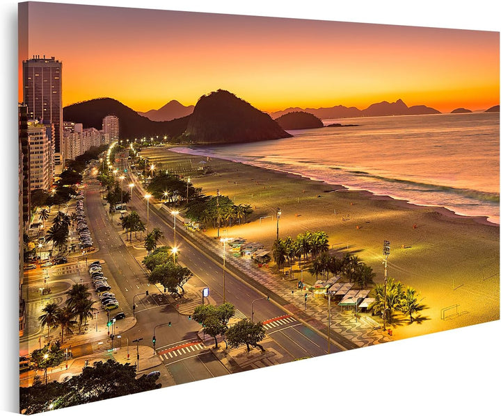 islandburner Bild auf Leinwand Copacabana Strand Morgendämmerung Rio De Janeiro Brasilien Bilder Wan