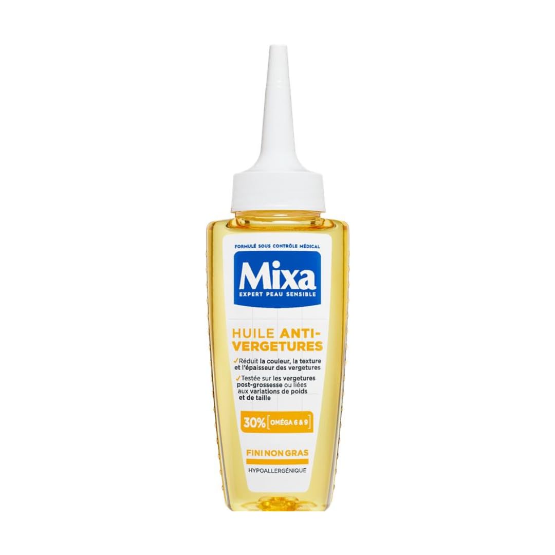 Mixa - Körperöl gegen Dehnungsstreifen - 30% Omega-6 & 9 - Reduziert Farbe, Textur und Dicke von Deh