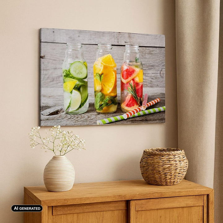 Bilder auf Leinwand 100x70cm Leinwandbild Eis Minze Erfrischung Getränke Gross Wanddeko Bild Schlafz