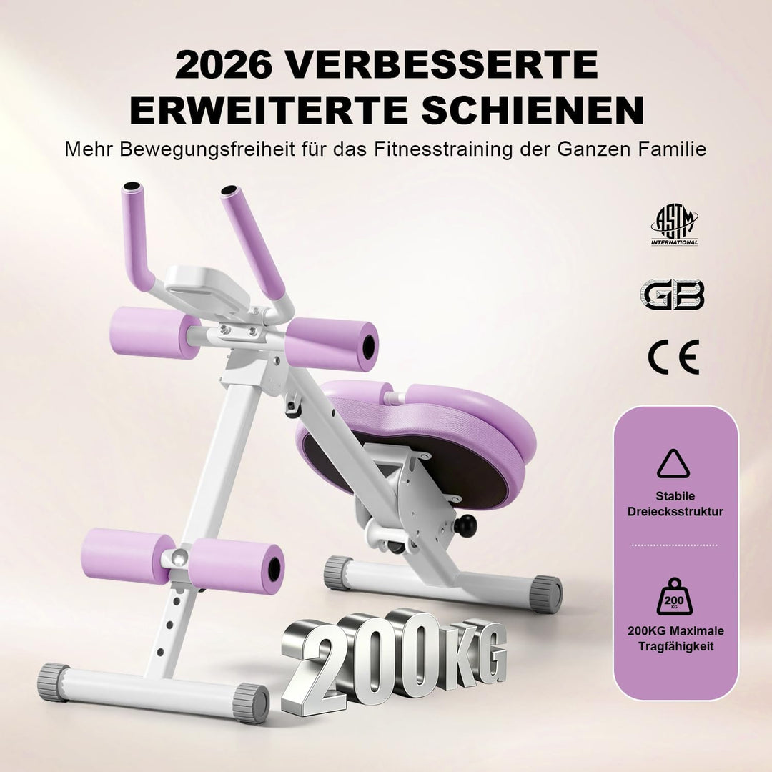 Bauchtrainer für Zuhause, Verstellbares&amp;Klappbar Bauchmuskeltrainer Basis Rückenlehne-Lila, Basis Rü